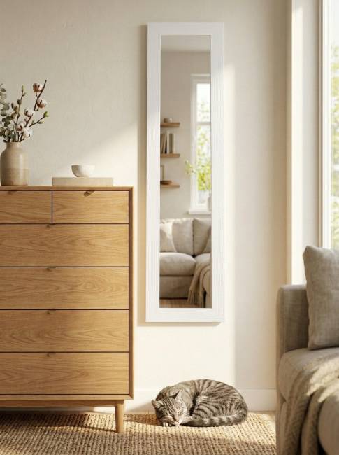 Зеркало настенное BeautyStyle 9 белый 138 см х 35 см