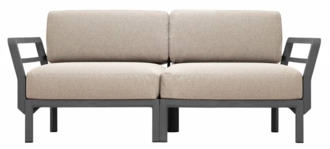 Диван пластиковый с подушками Maximo 2 базальт, жемчуг 1860х940х790 мм