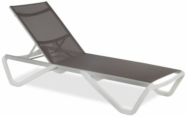 Шезлонг-лежак металлический Wave белый, тортора 1910х715х300 мм