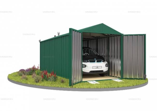 Хозблок SKOGGY секционный с двускатной крышей 6 х 2 м, зелёный мох