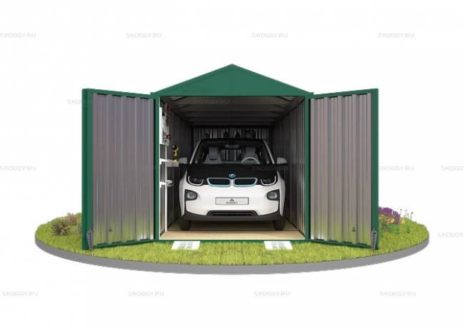 Хозблок SKOGGY секционный с двускатной крышей 6 х 2 м, зелёный мох