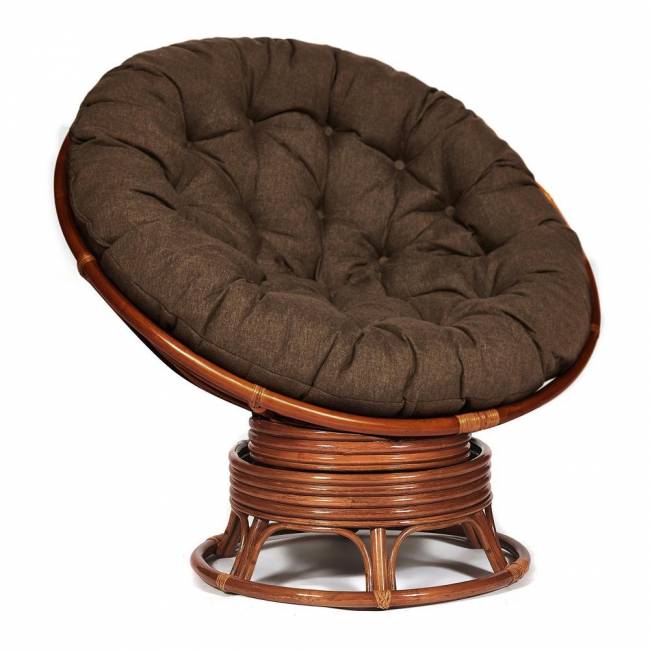 Кресло-качалка PAPASAN/ПАПАСАН w 23/01 B /с подушкой/ 115х78х104 см, Pecan (орех), ткань Коричневый, 3М7-147 Pecan (орех)