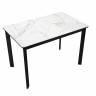 Стол DikLine LK110 Керамика Белый мрамор/подстолье черное/опоры черные Стол DikLine LK110 Керамика Белый мрамор/подстолье черное/опоры черные