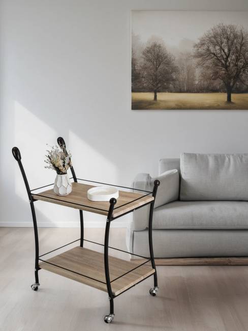 Стол сервировочный Марко дуб сонома/эбеновое дерево/черный Стол сервировочный Марко дуб сонома/эбеновое дерево/черный