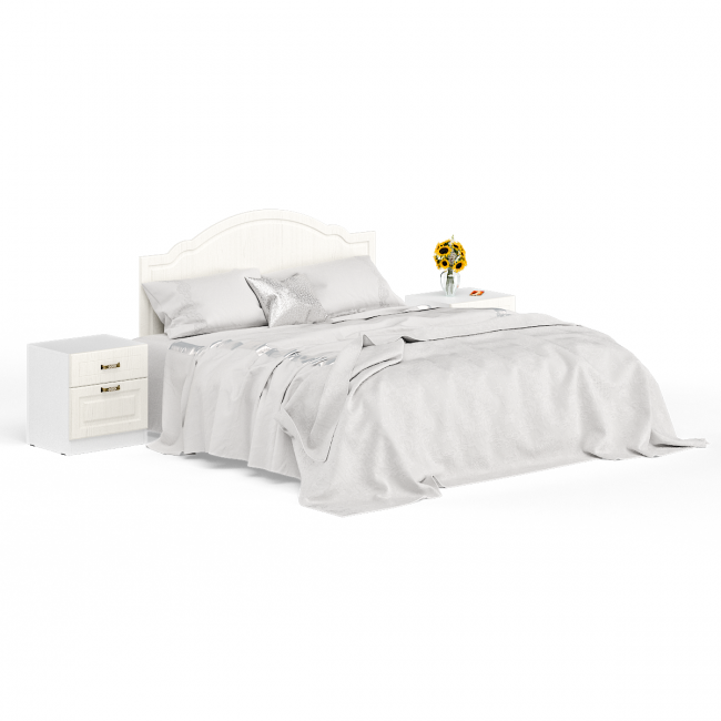 Кровать 1600 Ливерпуль с основанием и двумя тумбами цвет ясень ваниль/белый Кровать 1600 Ливерпуль с основанием и двумя тумбами цвет ясень ваниль/белый