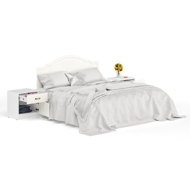 Кровать 1600 Ливерпуль с основанием и двумя тумбами цвет ясень ваниль/белый Кровать 1600 Ливерпуль с основанием и двумя тумбами цвет ясень ваниль/белый