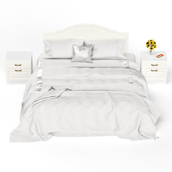 Кровать 1600 Ливерпуль с основанием и двумя тумбами цвет ясень ваниль/белый Кровать 1600 Ливерпуль с основанием и двумя тумбами цвет ясень ваниль/белый