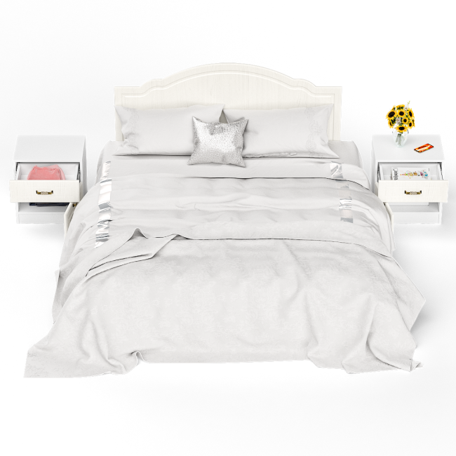 Кровать 1600 Ливерпуль с основанием и двумя тумбами цвет ясень ваниль/белый Кровать 1600 Ливерпуль с основанием и двумя тумбами цвет ясень ваниль/белый