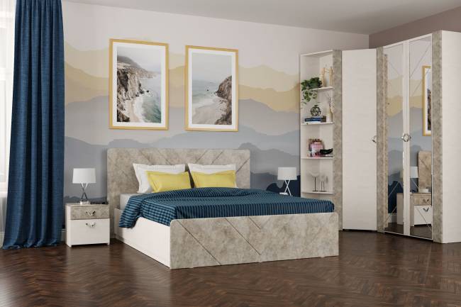 Кровать 1600 Амели 11.31 цвет шёлковый камень/бетон чикаго беж