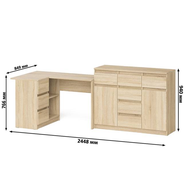 Тумба-комод Мори 1200 с угловым компьютерным столом МС-16 с тумбой слева Мори цвет дуб сонома Тумба-комод Мори 1200 с угловым компьютерным столом МС-16 с тумбой слева Мори цвет дуб сонома