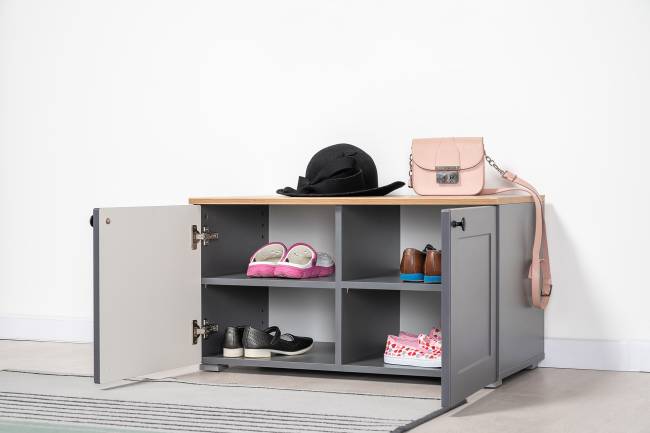 Тумба для обуви с тумбой две дверки Остин цвет серый графит/дуб крафт золотой Тумба для обуви с тумбой две дверки Остин цвет серый графит/дуб крафт золотой