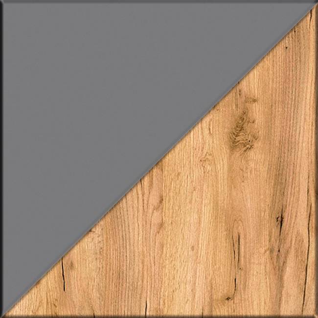 Комод четыре ящика с настенной вешалкой и двумя платяными шкафами Остин цвет серый графит/дуб крафт золотой