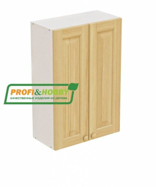 Шкаф навесной 2 двери 600х340х960 + фасад сосна бесцветный лак
