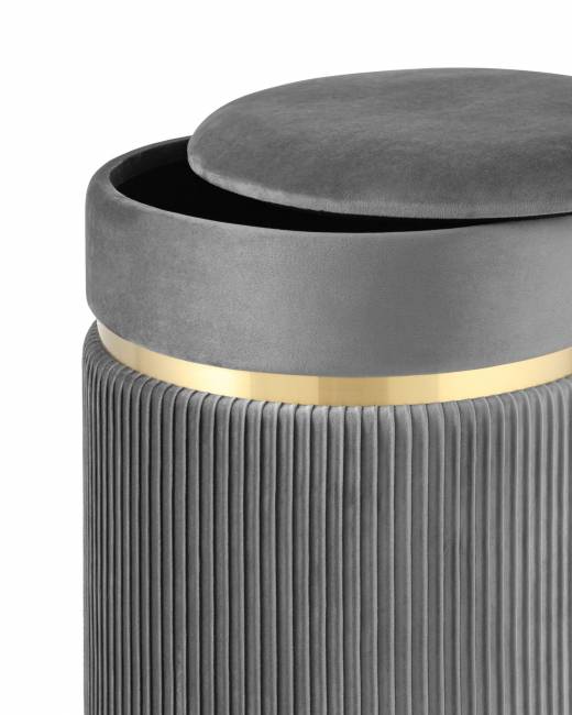 Пуф Миранда с ящиком велюр серый