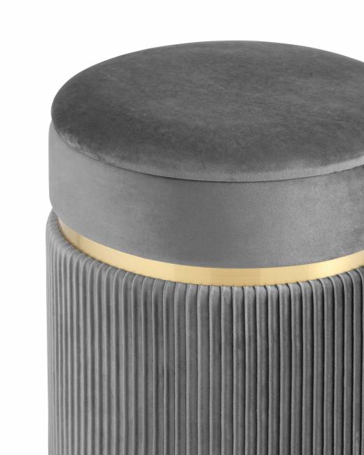 Пуф Миранда с ящиком велюр серый