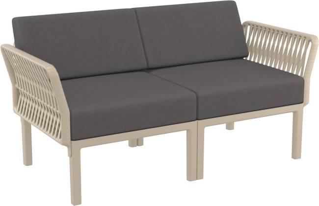 Диван пластиковый двухместный с подушками Portofino Lounge бежевый, темно-серый 1600х800х690 мм