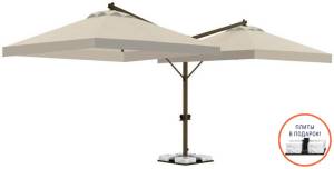 Зонт профессиональный двухкупольный 6х4 м Double Banana T бежевый 6000х4000 мм