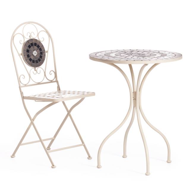 Стол Secret de Maison Ромео/Romeo металл, 60х72см, белый/плитка "калейдоскоп" белый/плитка "калейдоскоп" металл Стол Secret de Maison Ромео/Romeo металл, 60х72см, белый/плитка "калейдоскоп" белый/плитка "калейдоскоп" металл