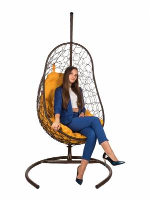 Кресло подвесное Easy Brown оранжевая подушка