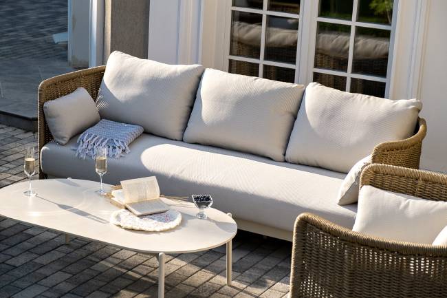 "Аликанте" лаунж-зона из искусственного ротанга, цвет соломенный (К)