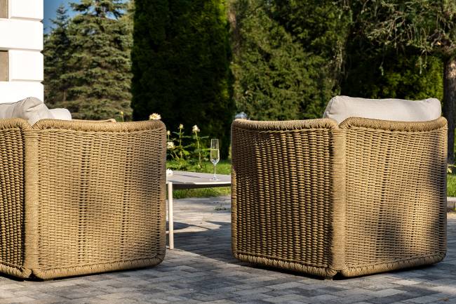 "Аликанте" лаунж-зона из искусственного ротанга, цвет соломенный (К)