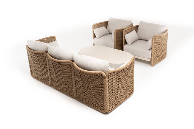 "Аликанте" лаунж-зона из искусственного ротанга, цвет соломенный (К)