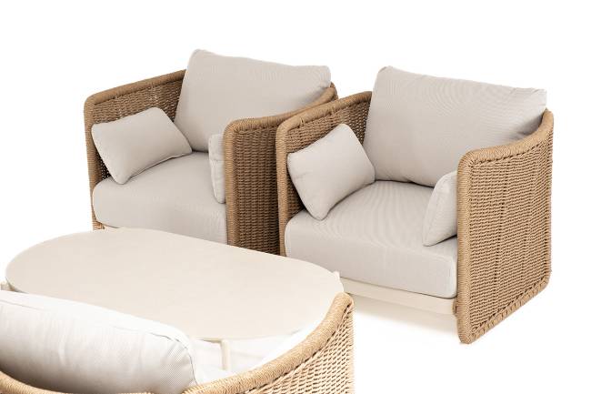 "Аликанте" лаунж-зона из искусственного ротанга, цвет соломенный (К)