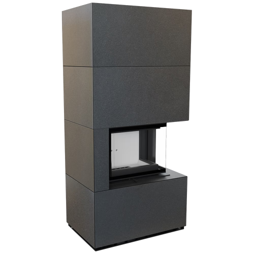 Каминокомплект FLOKI в облицовке INDIAN BLACK, угловое стекло справа