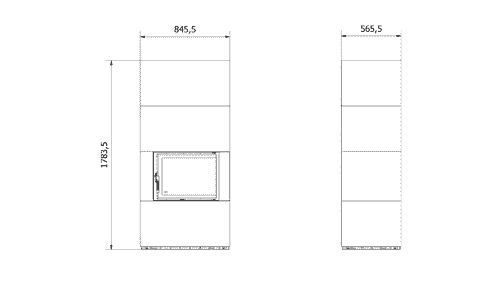 Каминокомплект FLOKI в облицовке INDIAN BLACK, угловое стекло справа