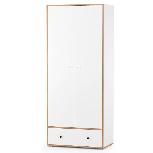Два компьютерных стола и платяной шкаф Вуди цвет белый премиум/дуб крафт золотой