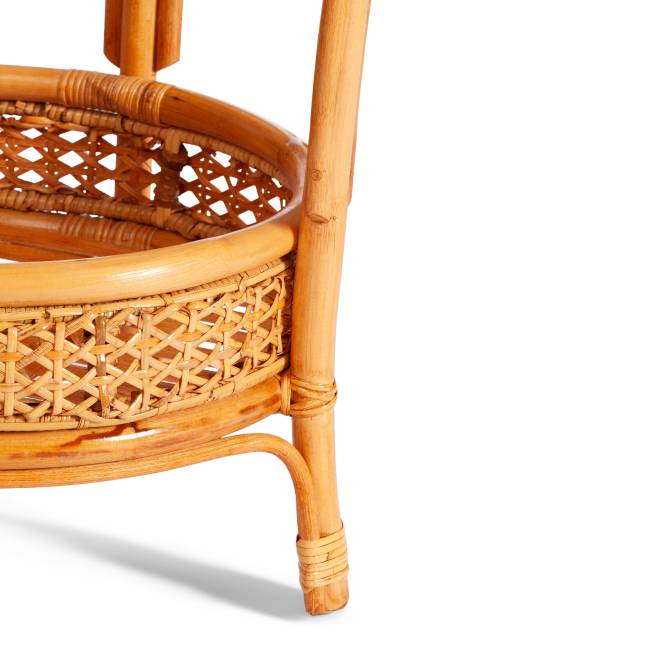 ТЕРРАСНЫЙ КОМПЛЕКТ "Pelangi/Пеланги" (стол со стеклом + 2 кресла)/с подушками / ротанг, кресло 65х65х77см, стол диаметр 64х61см, медовый Honey (мед) ротанг