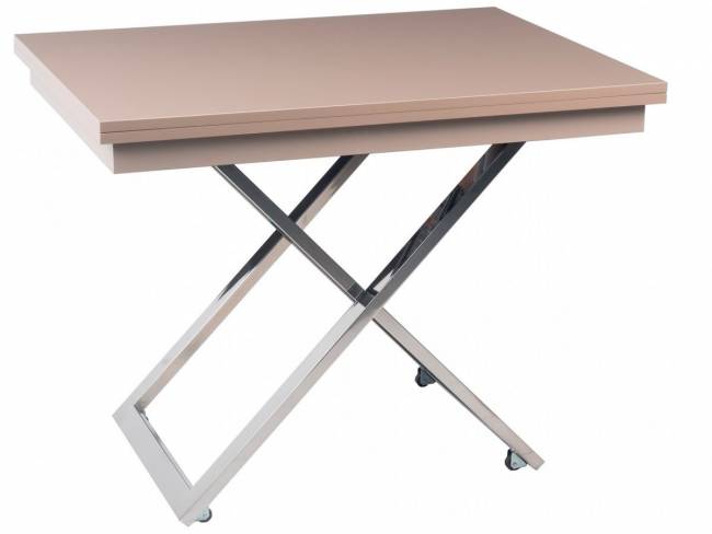Стол-трансформер Левмар Cross G41/S79 капучино глянец/ опоры нерж.сталь Стол-трансформер Левмар Cross G41/S79 капучино глянец/ опоры нерж.сталь