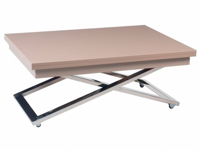 Стол-трансформер Левмар Cross G41/S79 капучино глянец/ опоры нерж.сталь Стол-трансформер Левмар Cross G41/S79 капучино глянец/ опоры нерж.сталь