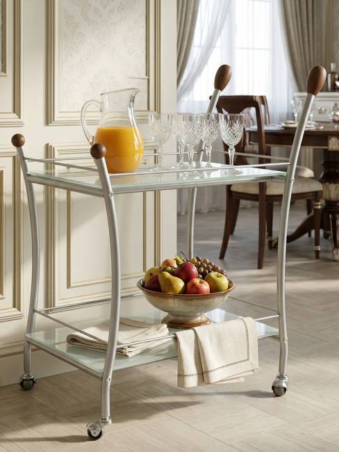 Стол сервировочный Поло металлик/ матовое