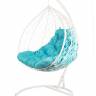 Двойное подвесное кресло "Gemini" promo white синяя подушка Двойное подвесное кресло "Gemini" promo white синяя подушка