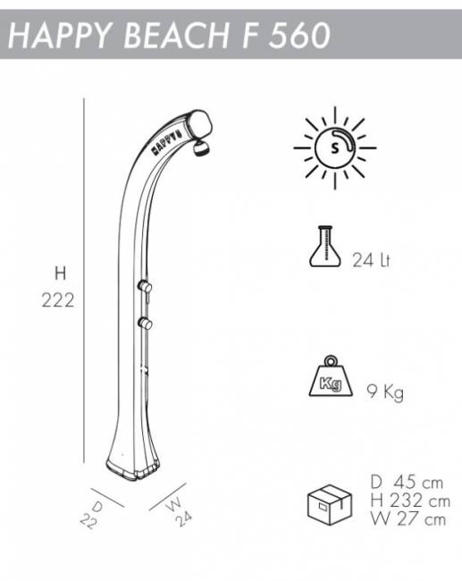 Душ солнечный Happy Beach F 560 тортора 220х240х2220 мм Душ солнечный Happy Beach F 560 тортора 220х240х2220 мм
