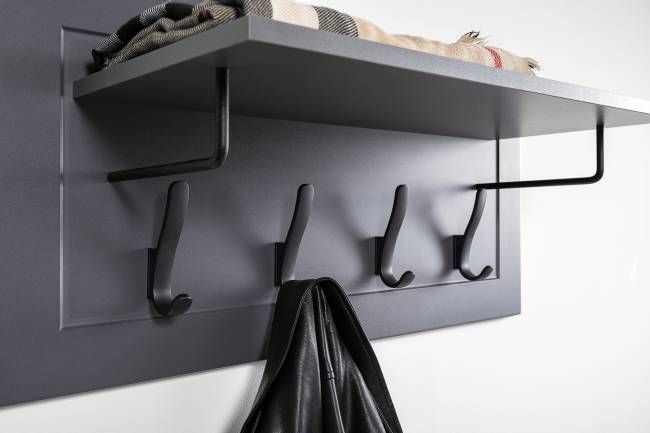 Комод четыре ящика и две дверки и вешалка для одежды Остин цвет серый графит/дуб крафт золотой