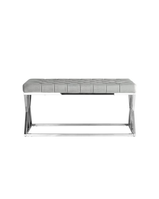 Банкетка ИНСИГНИЯ велюр серый сталь серебро Банкетка ИНСИГНИЯ велюр серый сталь серебро