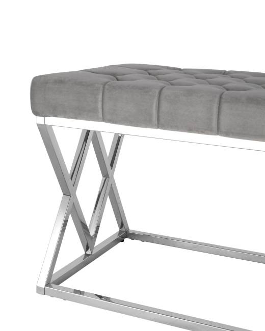 Банкетка ИНСИГНИЯ велюр серый сталь серебро Банкетка ИНСИГНИЯ велюр серый сталь серебро