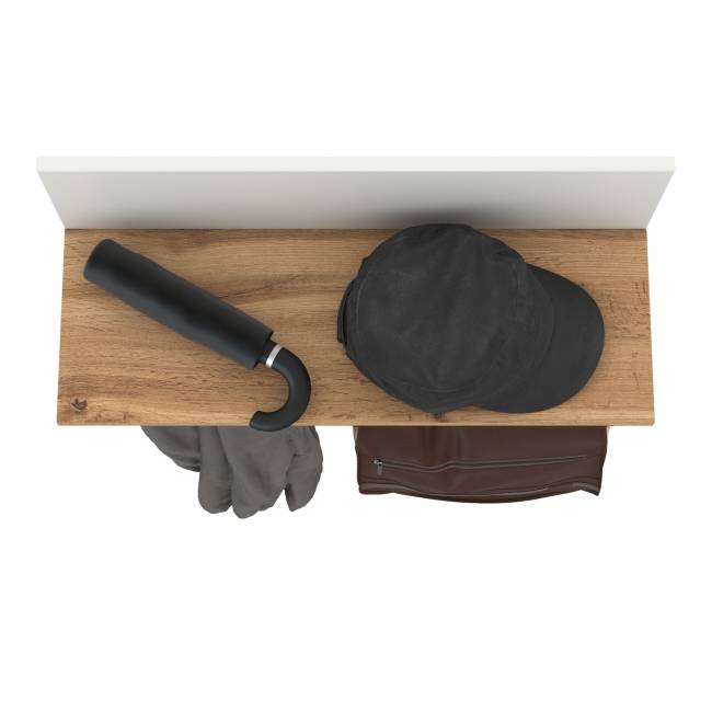 Вешалка с полочкой Октава 15.14.01 цвет белый шагрень/дуб крафт золотой Вешалка с полочкой Октава 15.14.01 цвет белый шагрень/дуб крафт золотой