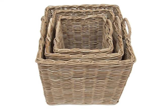 Корзина Secret de Maison Намбо/Nambo (набор из 3 штук) натуральный ротанг, 57х57х50/58, 47х57х47/55, 36х36х43/50см, натуральный кубу Натуральный Кубу / Natural Kubu натуральный ротанг