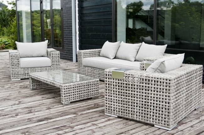 "Тито" лаунж-зона из искусственного ротанга, цвет серый (К)