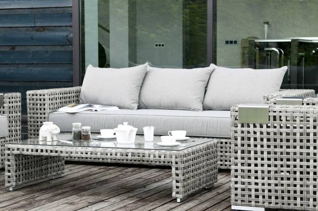 "Тито" лаунж-зона из искусственного ротанга, цвет серый (К)