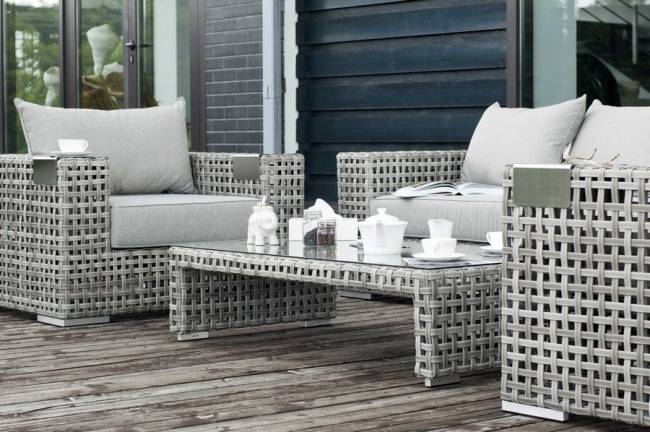 "Тито" лаунж-зона из искусственного ротанга, цвет серый (К)