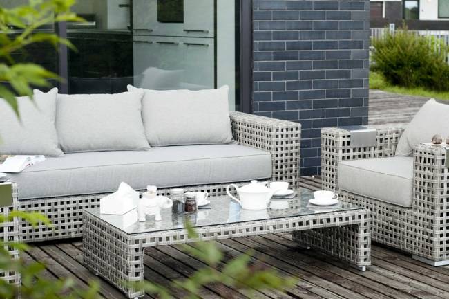 "Тито" лаунж-зона из искусственного ротанга, цвет серый (К)