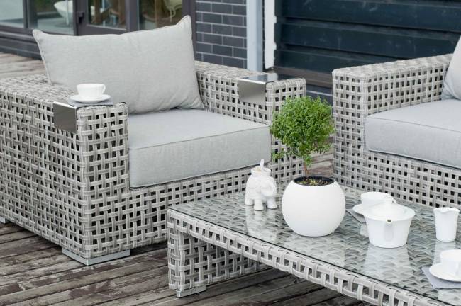 "Тито" лаунж-зона из искусственного ротанга, цвет серый (К)