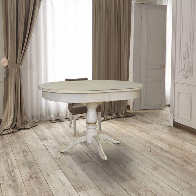 Стол обеденный Тарун 4 раздвижной слоновая кость/золото 120/160*84 Стол обеденный Тарун 4 раздвижной слоновая кость/золото 120/160*84