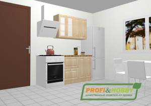 Кухня 1.2 х 2.14 м, массив сосны, без покраски