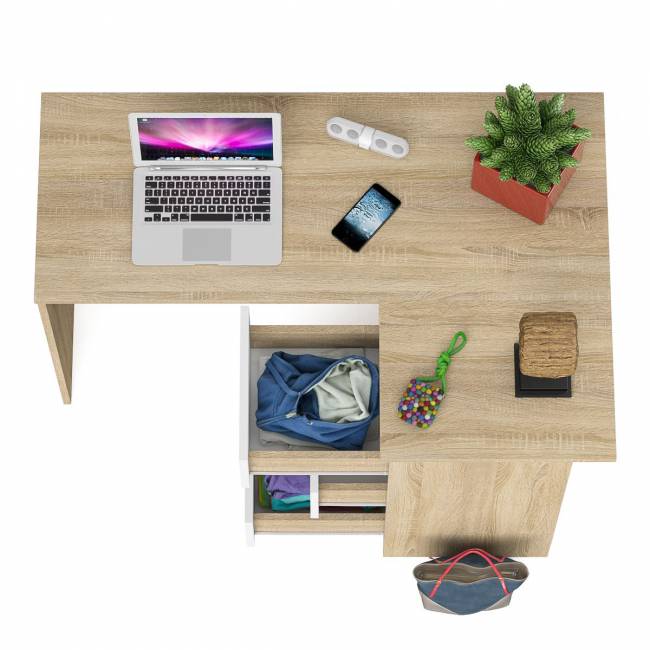 Угловой компьютерный стол Мори МС-16 правый цвет дуб сонома/белый Угловой компьютерный стол Мори МС-16 правый цвет дуб сонома/белый