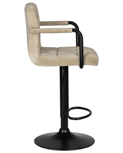Стул барный DOBRIN KRUGER ARM BLACK, бежевый вельвет (LAR-E2041-04)